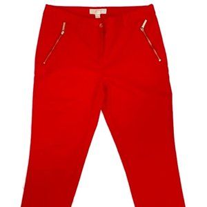 Michael Kors Red Pants with Gold Zippers